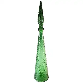 LARGE Empoli Italian Green Glass Decorative 'Genie' Bottle