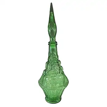 Empoli Italian Green Glass Fruit Basket Genie Bottle / Decanter