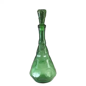 LARGE Empoli Italian Green Glass Dimpled 'Genie' Bottle