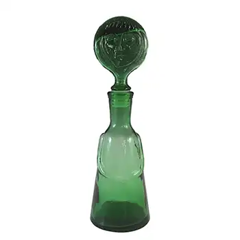 Empoli Italian Vintage Green Glass 'People' Bottle / Decanter