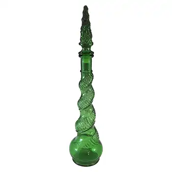 LARGE Empoli Italian Green Glass Snake Skin 'Genie' Bottle