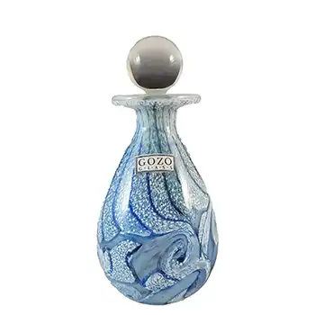 SIGNED Gozo Maltese Blue & White Glass 'Sea' Perfume Bottle