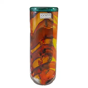 SIGNED & LABELLED Gozo Maltese Orange & Yellow Glass Vase