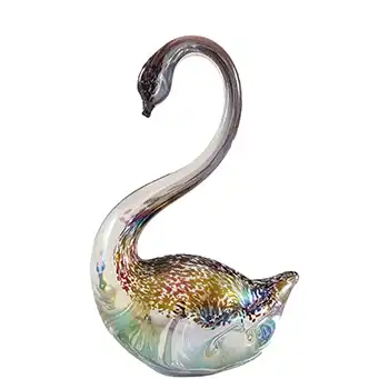 Heron Glass Brown Iridescent Swan Sculpture / Figurine
