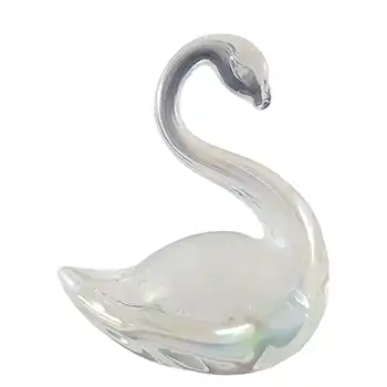 Heron Glass White Iridescent Swan Sculpture / Figurine