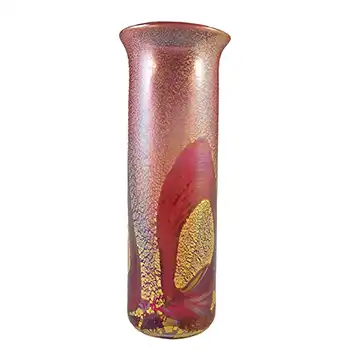 Isle of Wight Studio / Harris Golden Peacock Pink Glass Vase