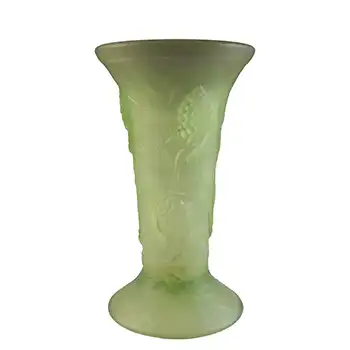 Jobling #5000 Art Deco Uranium Green Glass Fircone Vase