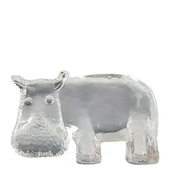 Kosta Boda Glass Hippo Sculpture - Zoo Series by Bertil Vallien
