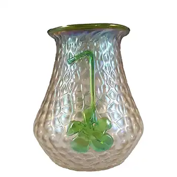 Kralik Art Nouveau 1900's Iridescent Glass 'Martelé' Vase