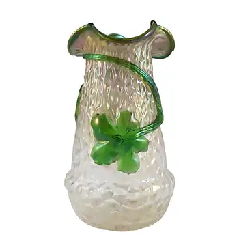 Kralik Art Nouveau Iridescent Glass 'Martelé' Flower Vase