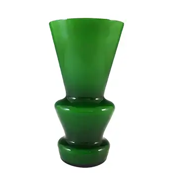 Lindshammar / Alsterbro Swedish Green Hooped Glass Vase