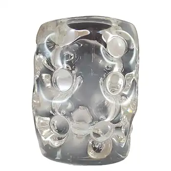 MARKED Liskeard Retro Clear Glass "Knobbly" Vase by Jim Dyer