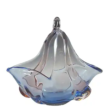 Mstisov Czech Blue & Pink Glass 'Pizzicato' Bowl by Hana Machovská