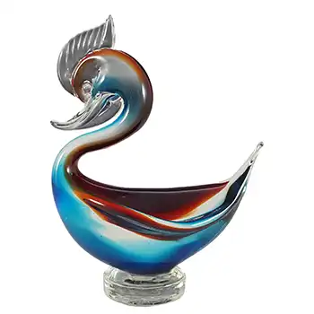 Murano Vintage Red & Blue Venetian Glass Swan Figurine