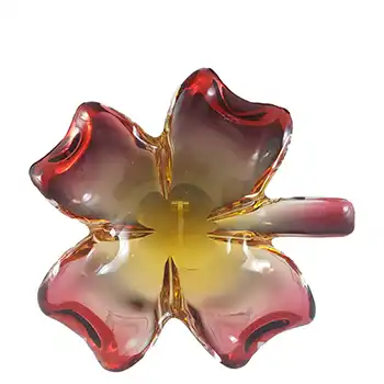 Seguso Vetri d'Arte? Murano Pink & Amber Glass Clover Bowl