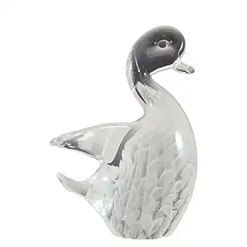 LABELLED V. Nason & Co Murano White Bubbly Glass Duck Sculpture
