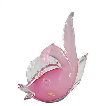 Oball Murano Pink Cased Glass Fish Sculpture - Labelled