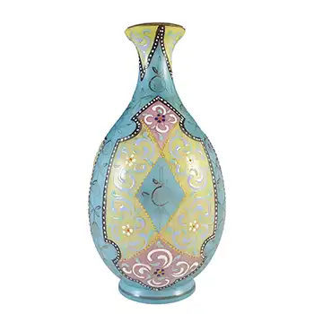 Harrach Victorian Hand Painted/Enamelled 'Moroccan Ware' Glass Vase