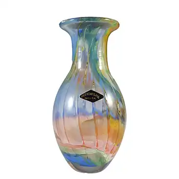 SIGNED & LABELLED Phoenician Streaky Multicoloured Glass Vase