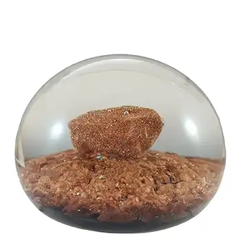 Ferro & Lazzarini Murano Black & Aventurine Glass Paperweight