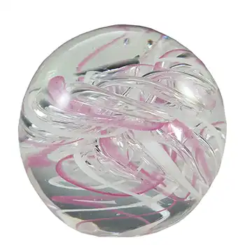 MARKED Langham Pink, White & Clear British Glass Paperweight