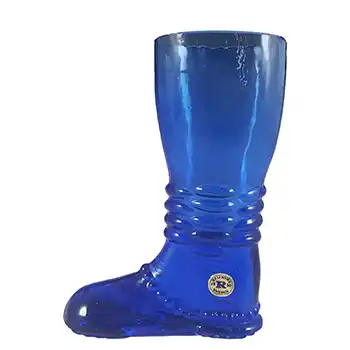 LABELLED Reijmyre Swedish Blue Textured Glass Boot Vase