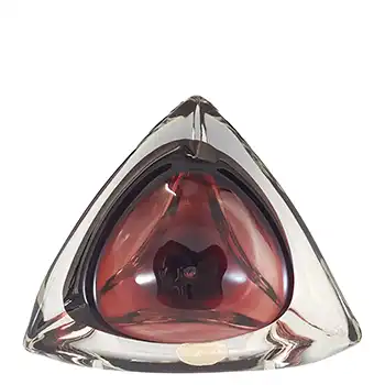 LABELLED Romanian Red Glass Vintage Bowl / Ashtray