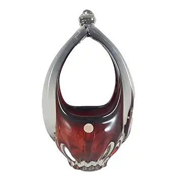 LABELLED Romanian Retro Red & Clear Glass Basket Bowl