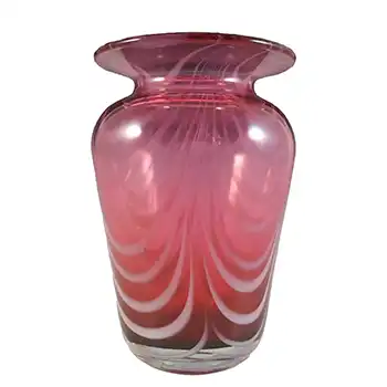 LABELLED Adrian Sankey Pink & White Cased Glass Vase