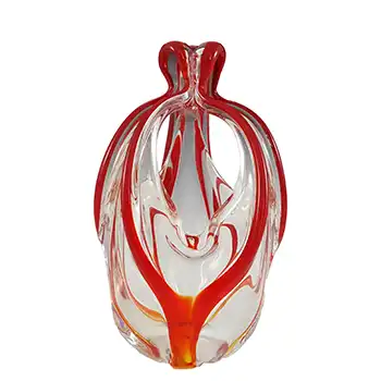 Crystal Brand Retro Chinese Red & Clear Glass Basket