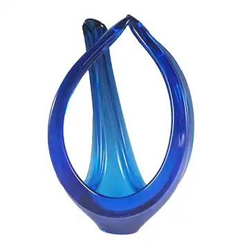 Viartec Murano Style Blue Spanish Glass Vintage Sculpture Bowl