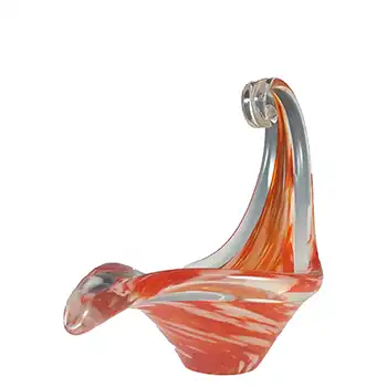 Viartec Murano Style Orange & White Spanish Glass Sculpture Bowl
