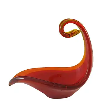 Viartec Murano Style Selenium Red & Orange Spanish Glass Sculpture Bowl