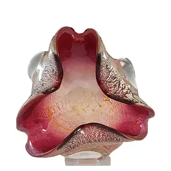 Murano Venetian Purple Glass & Silver Leaf Bowl / Ashtray