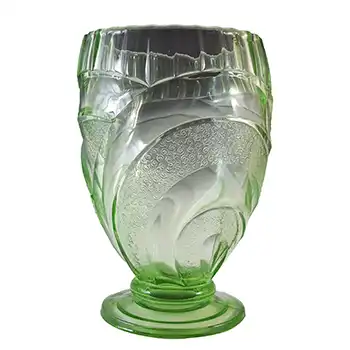 Sowerby #2616 Art Deco Vintage Green Glass Celery Vase