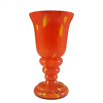 Czech Orange & Yellow Art Deco Retro Spatter Glass Vase
