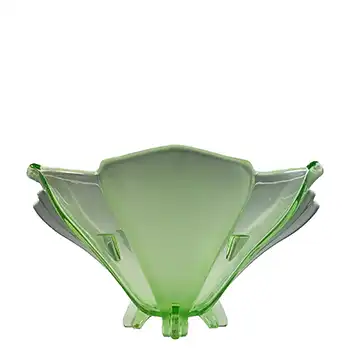 Stölzle #19289 Czech Art Deco Vintage Green Glass Bowl