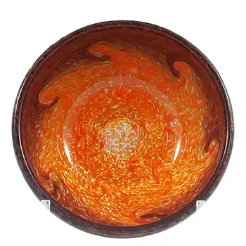 MARKED Strathearn Orange & Copper Aventurine Glass Bowl
