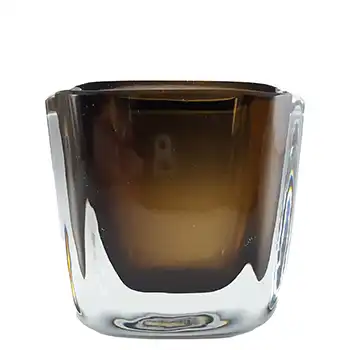 Strömberg #H93 Swedish Amber Cased Glass Vase / Cigarette Holder - Signed