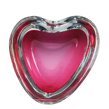 Strömbergshyttan #H32 Swedish Pink Cased Glass Ashtray Bowl - Signed