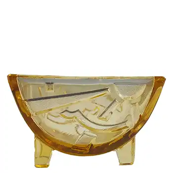 Sowerby Art Deco Amber Glass "Sunburst/Sunray" Bowl - Marked