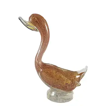 Murano Vintage Pink & Gold Leaf Glass Swan / Duck Sculpture