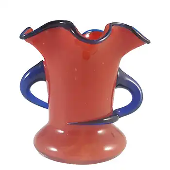 Czech / Bohemian Art Deco Red & Blue Tango Glass Vase