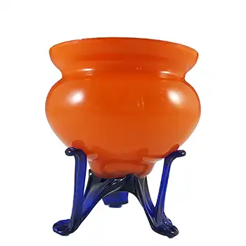 Welz Czech Art Deco Red & Blue Tango Glass Vase / Bowl