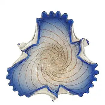 Fratelli Toso Murano Copper Aventurine Blue Glass Bowl - Labelled