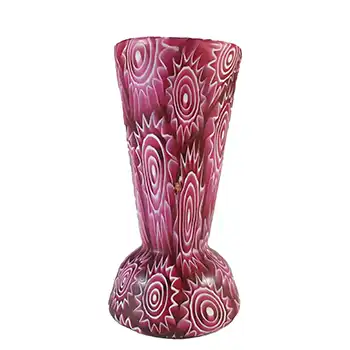 Fratelli Toso Millefiori Canes Pink Murano Glass Vase