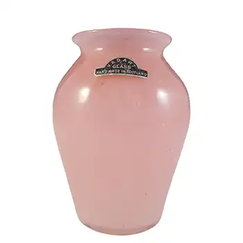 LABELLED Vasart Pink Bubbly Mottled Glass Vase V008
