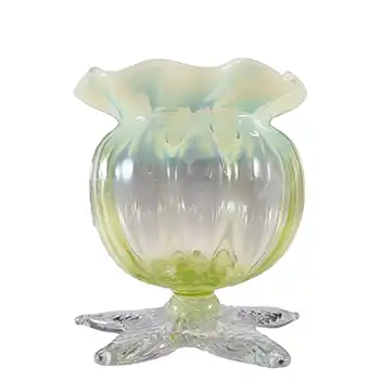Victorian Vaseline / Uranium Opalescent Glass Antique Vase