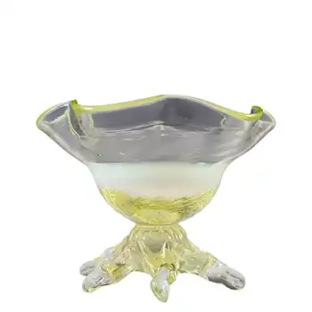 John Walsh Vaseline / Uranium Opalescent Glass Antique Bowl