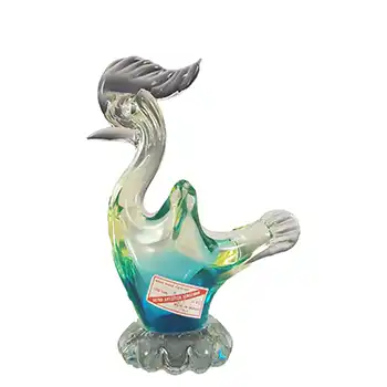 Vetro Artistico Veneziano Murano Uranium Sommerso Glass Swan